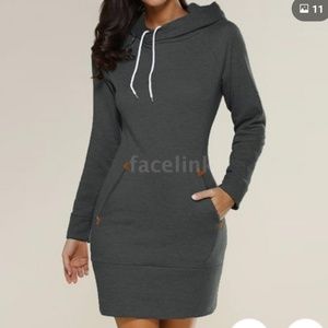 Winter women hooded dress